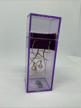 Harry Mason vintage Gold Rhinestone Earrings Earspiral-original purple box